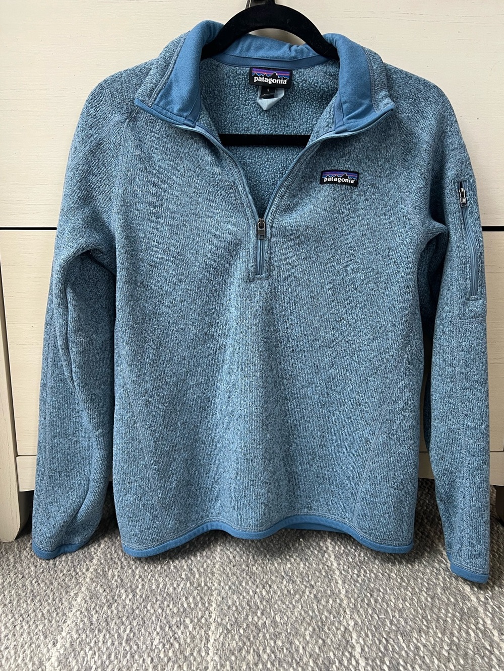 Patagonia heather blue better sweater 1/4 zup fleece pullover size small
